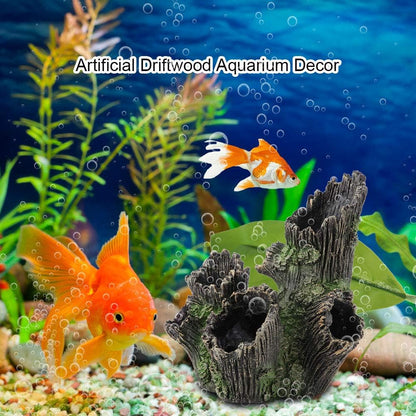 Trunk Aquarium, Aquarium Driftwood Ornaments Resin Wood Trunk Fish Tank Decoration Betta Fish Hideout Caves Decorations for Turtles, Reptiles
