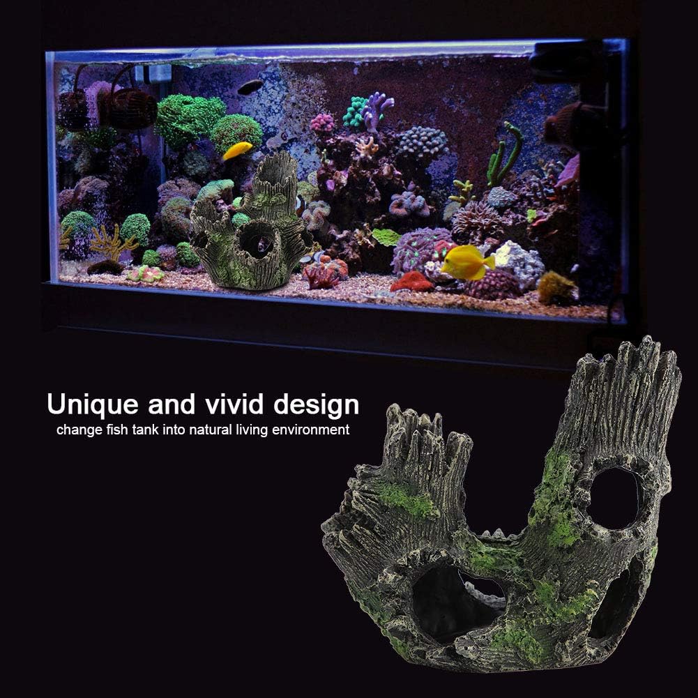 Trunk Aquarium, Aquarium Driftwood Ornaments Resin Wood Trunk Fish Tank Decoration Betta Fish Hideout Caves Decorations for Turtles, Reptiles