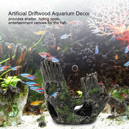Trunk Aquarium, Aquarium Driftwood Ornaments Resin Wood Trunk Fish Tank Decoration Betta Fish Hideout Caves Decorations for Turtles, Reptiles