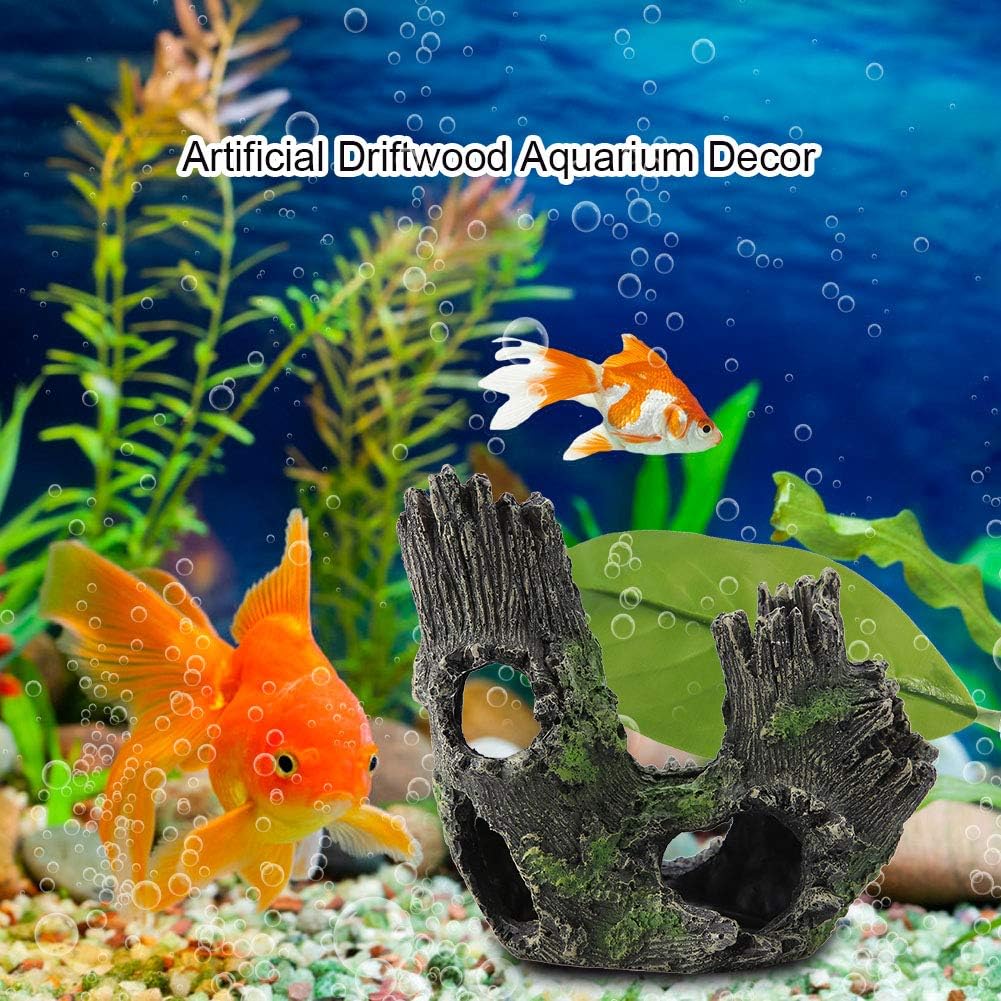 Trunk Aquarium, Aquarium Driftwood Ornaments Resin Wood Trunk Fish Tank Decoration Betta Fish Hideout Caves Decorations for Turtles, Reptiles