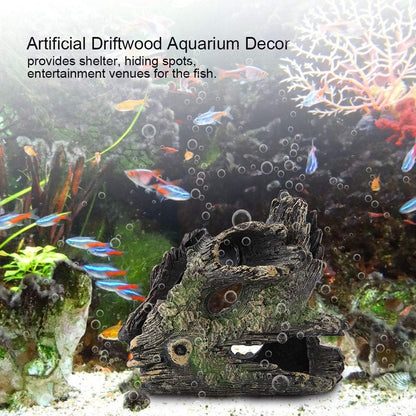Trunk Aquarium, Aquarium Driftwood Ornaments Resin Wood Trunk Fish Tank Decoration Betta Fish Hideout Caves Decorations for Turtles, Reptiles