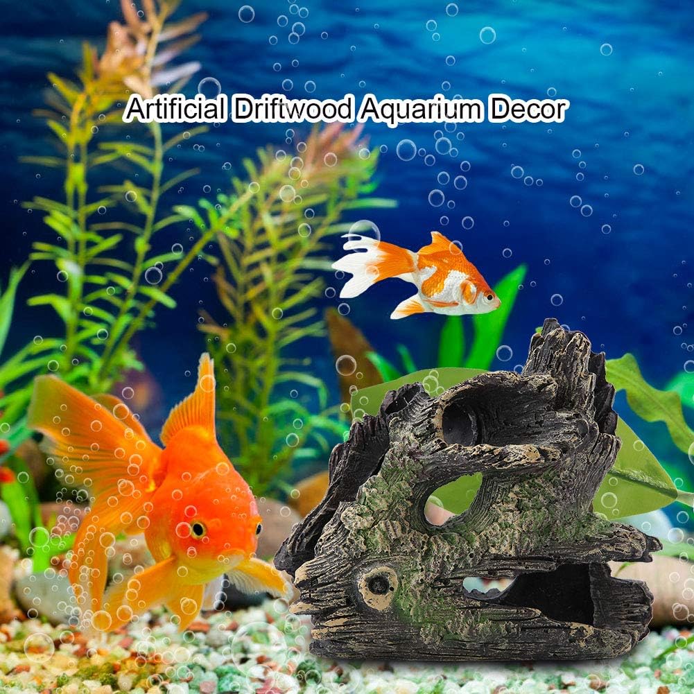 Trunk Aquarium, Aquarium Driftwood Ornaments Resin Wood Trunk Fish Tank Decoration Betta Fish Hideout Caves Decorations for Turtles, Reptiles