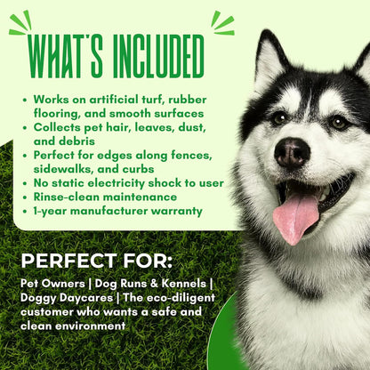 Turf Static Sweep - Silicone Broom for Artificial Turf Edge Cleaning - Remove Pet Hair, Leaves, Debris, Sticks and More from Turf, Synthetic Grass, Carpet & Most Hard Surfaces