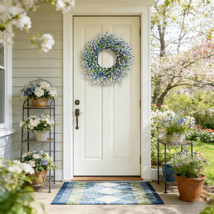 22 Inch Spring Yellow Forsythia Leaf Wreath, for Front Door Window Porch Living Room Mantel Farmhouse Spring Home Decor Gift