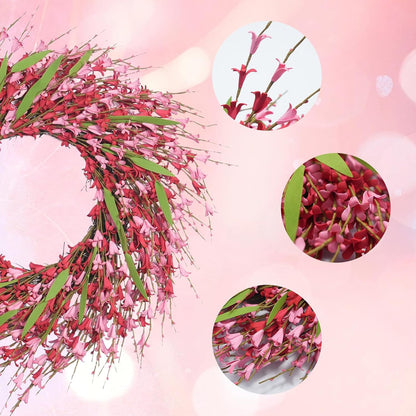 22 Inch Spring Yellow Forsythia Leaf Wreath, for Front Door Window Porch Living Room Mantel Farmhouse Spring Home Decor Gift