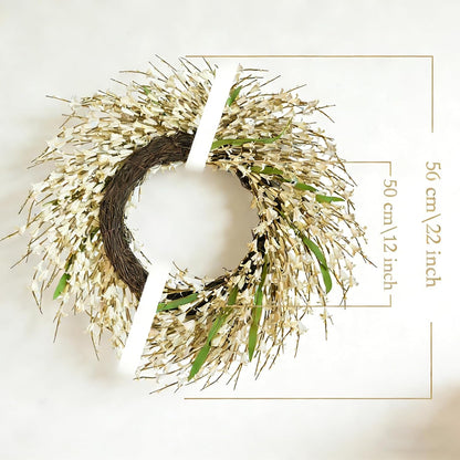 22 Inch Spring Yellow Forsythia Leaf Wreath, for Front Door Window Porch Living Room Mantel Farmhouse Spring Home Decor Gift
