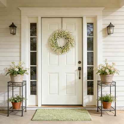 22 Inch Spring Yellow Forsythia Leaf Wreath, for Front Door Window Porch Living Room Mantel Farmhouse Spring Home Decor Gift