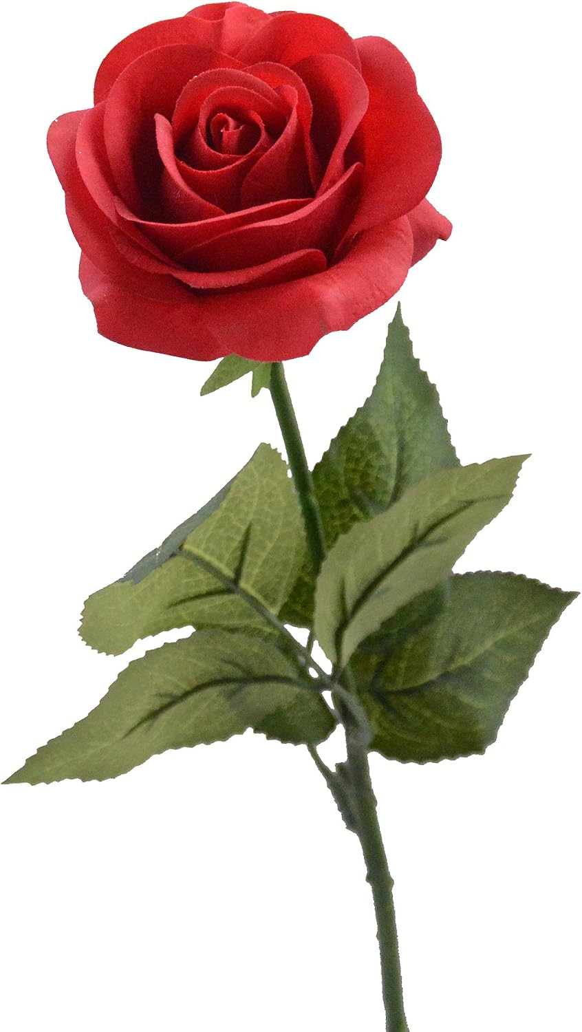 Red Rose Artificial Flowers, 1Pc 17" Single Red Rose for Valentine's Mother's Day Home Decor Centerpieces Party Wedding Anniversary Decorations