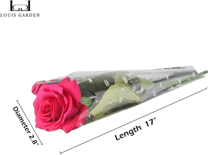 Red Rose Artificial Flowers, 1Pc 17" Single Red Rose for Valentine's Mother's Day Home Decor Centerpieces Party Wedding Anniversary Decorations