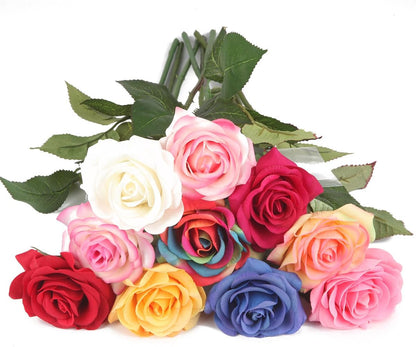 Red Rose Artificial Flowers, 1Pc 17" Single Red Rose for Valentine's Mother's Day Home Decor Centerpieces Party Wedding Anniversary Decorations