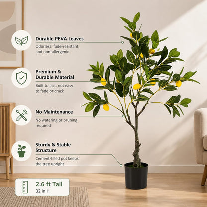 48'' Artificial Lemon Tree with Lemon Fruits for Indoor Outdoor Décor