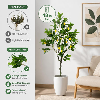 48'' Artificial Lemon Tree with Lemon Fruits for Indoor Outdoor Décor