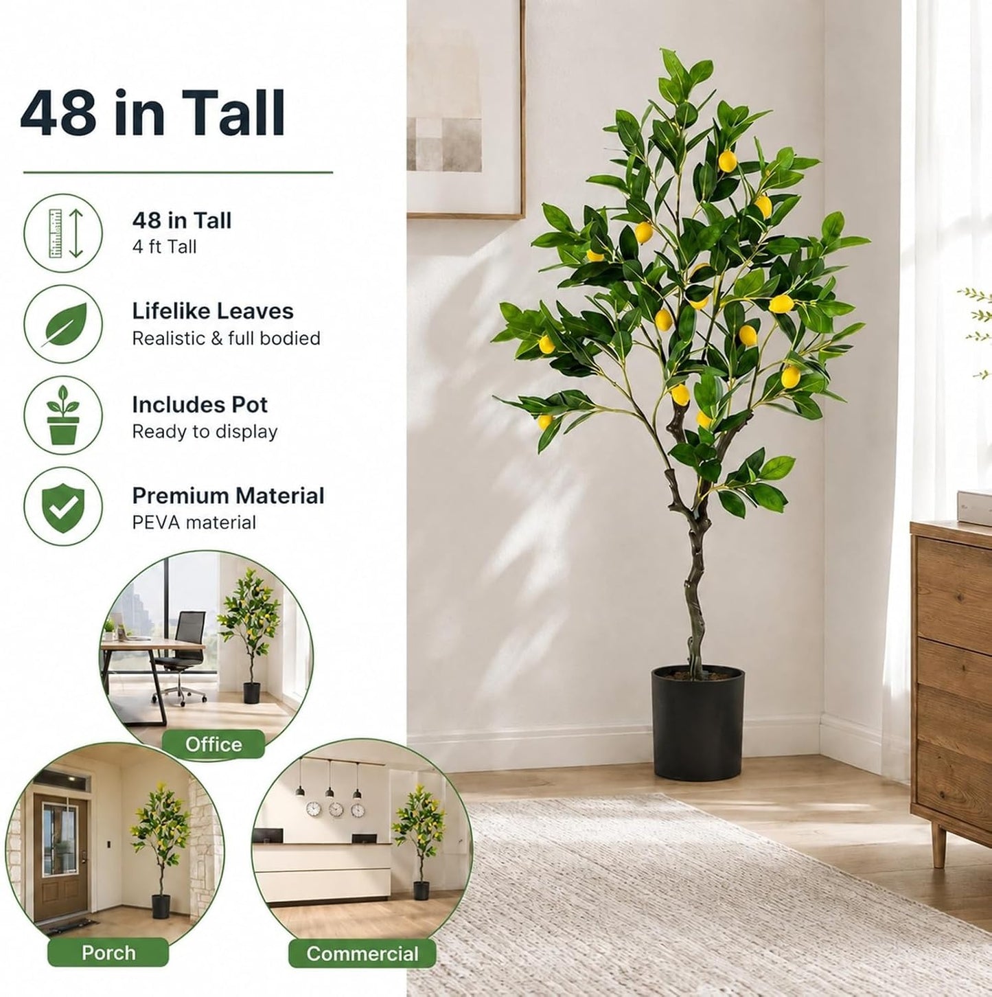 48'' Artificial Lemon Tree with Lemon Fruits for Indoor Outdoor Décor