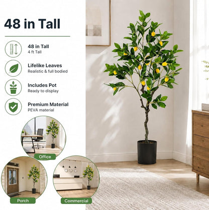48'' Artificial Lemon Tree with Lemon Fruits for Indoor Outdoor Décor