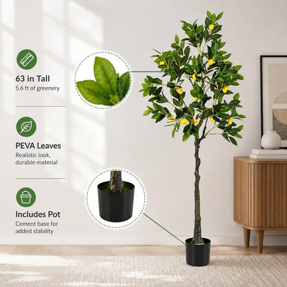 48'' Artificial Lemon Tree with Lemon Fruits for Indoor Outdoor Décor