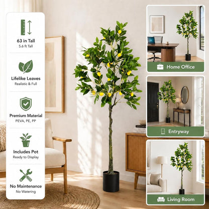 48'' Artificial Lemon Tree with Lemon Fruits for Indoor Outdoor Décor
