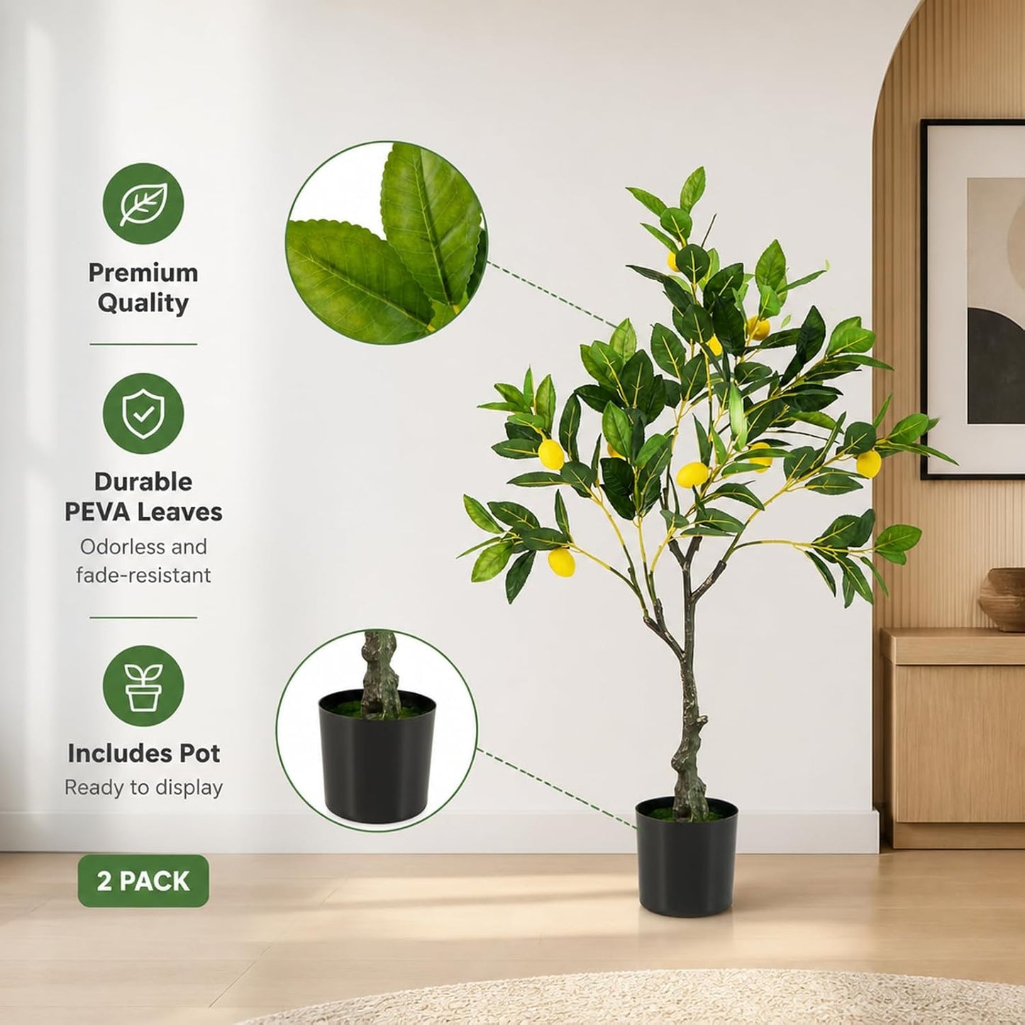 48'' Artificial Lemon Tree with Lemon Fruits for Indoor Outdoor Décor