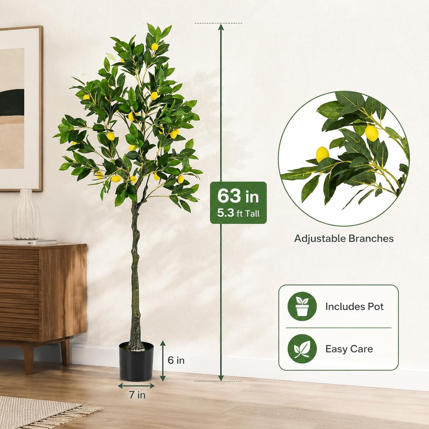 48'' Artificial Lemon Tree with Lemon Fruits for Indoor Outdoor Décor
