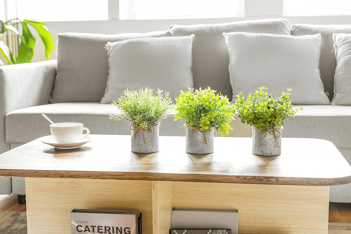 Small Fake Plants, 3 Pack Faux Plants for Farmhouse Home Decor Indoor