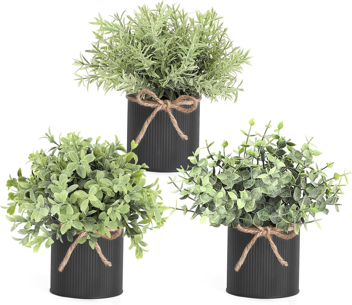 Small Fake Plants, 3 Pack Faux Plants for Farmhouse Home Decor Indoor