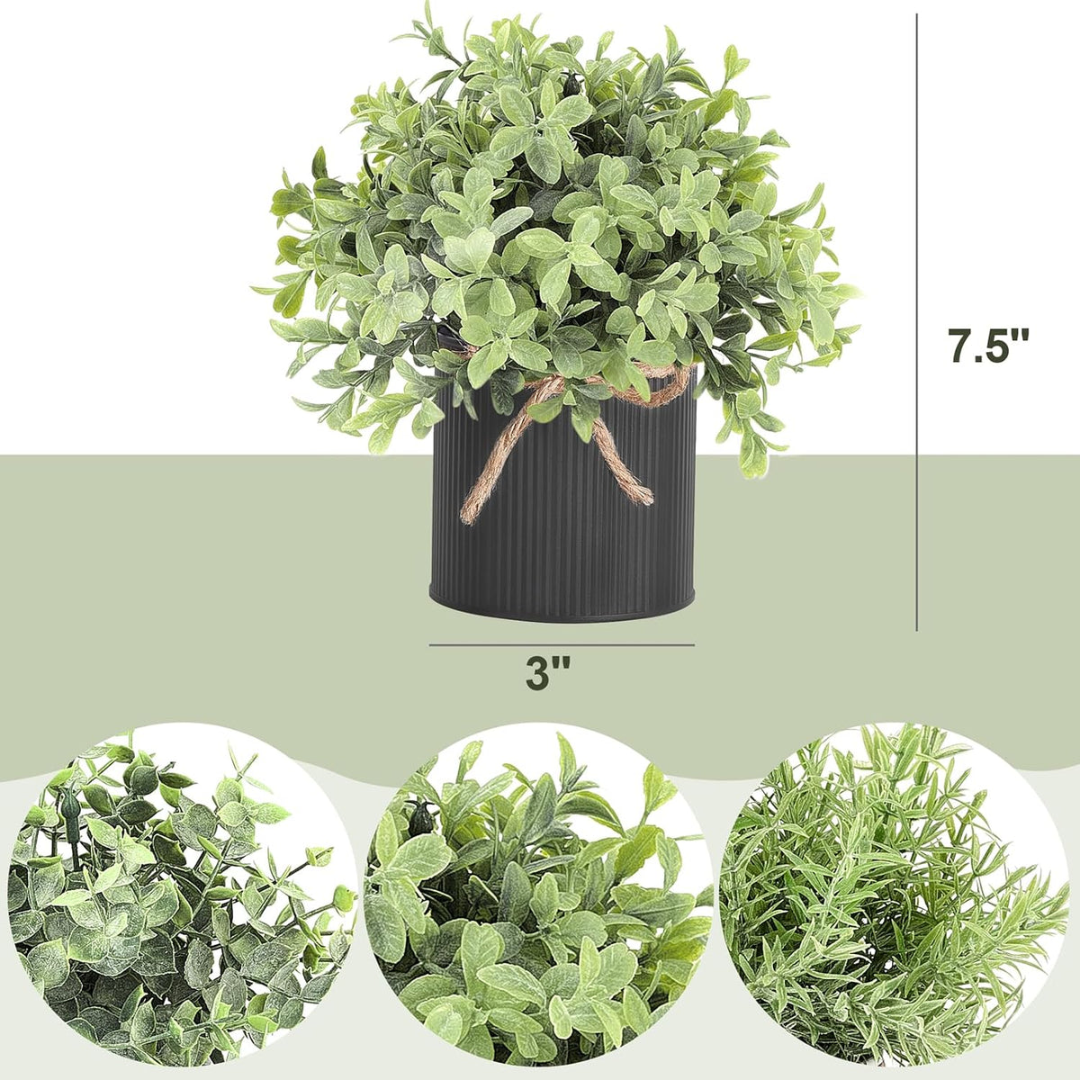 Small Fake Plants, 3 Pack Faux Plants for Farmhouse Home Decor Indoor
