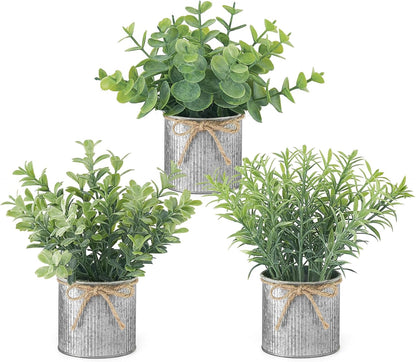 Small Fake Plants, 3 Pack Faux Plants for Farmhouse Home Decor Indoor