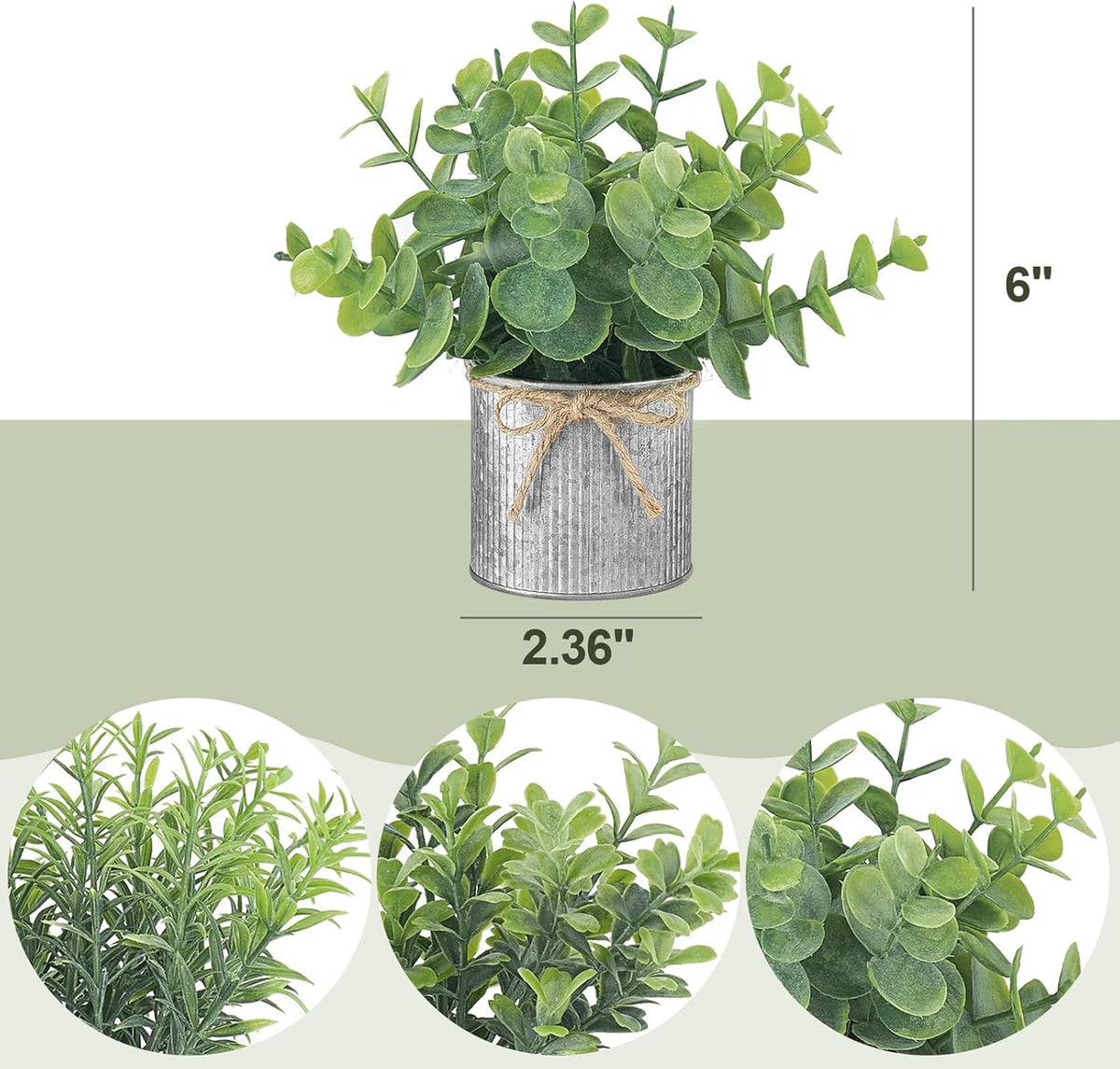 Small Fake Plants, 3 Pack Faux Plants for Farmhouse Home Decor Indoor
