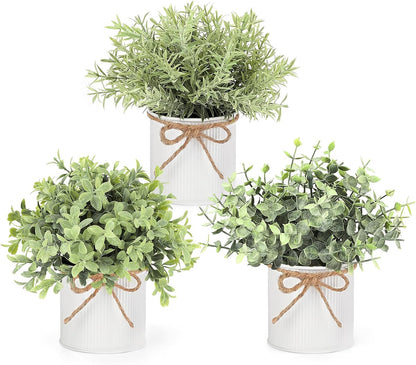 Small Fake Plants, 3 Pack Faux Plants for Farmhouse Home Decor Indoor