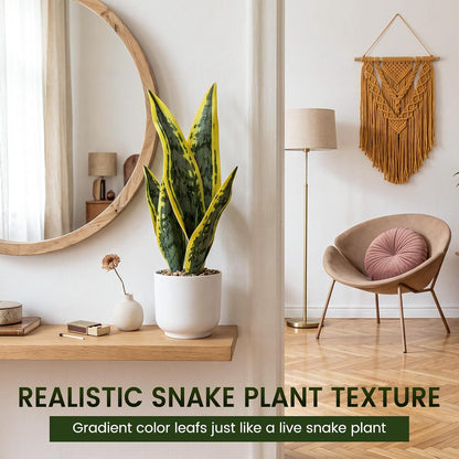 2 Pack Artificial Snake Plant Fake Sansevieria Trifasciata 14.18" Tropical Faux Snake Plant Fake Potted Plants for Office Desk Home Living Room Indoor Decor Housewarming Gift