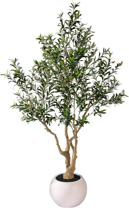 7ft Faux Olive Tree with Pot & Moss Artificial Olive Plant Fake Olive Tree for Home Decor, Large Indoor Artificial Trees Faux Plants Indoor Durable Artificial Trees for Living Room/Office