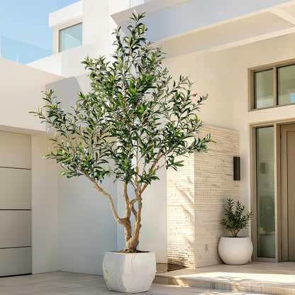 7ft Faux Olive Tree with Pot & Moss Artificial Olive Plant Fake Olive Tree for Home Decor, Large Indoor Artificial Trees Faux Plants Indoor Durable Artificial Trees for Living Room/Office