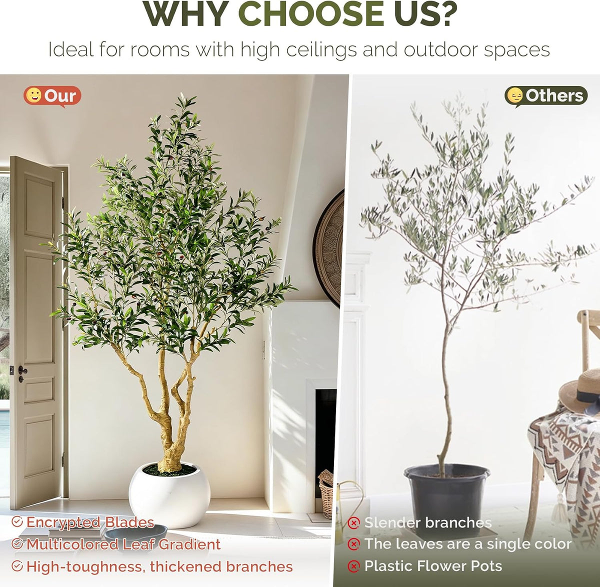 7ft Faux Olive Tree with Pot & Moss Artificial Olive Plant Fake Olive Tree for Home Decor, Large Indoor Artificial Trees Faux Plants Indoor Durable Artificial Trees for Living Room/Office