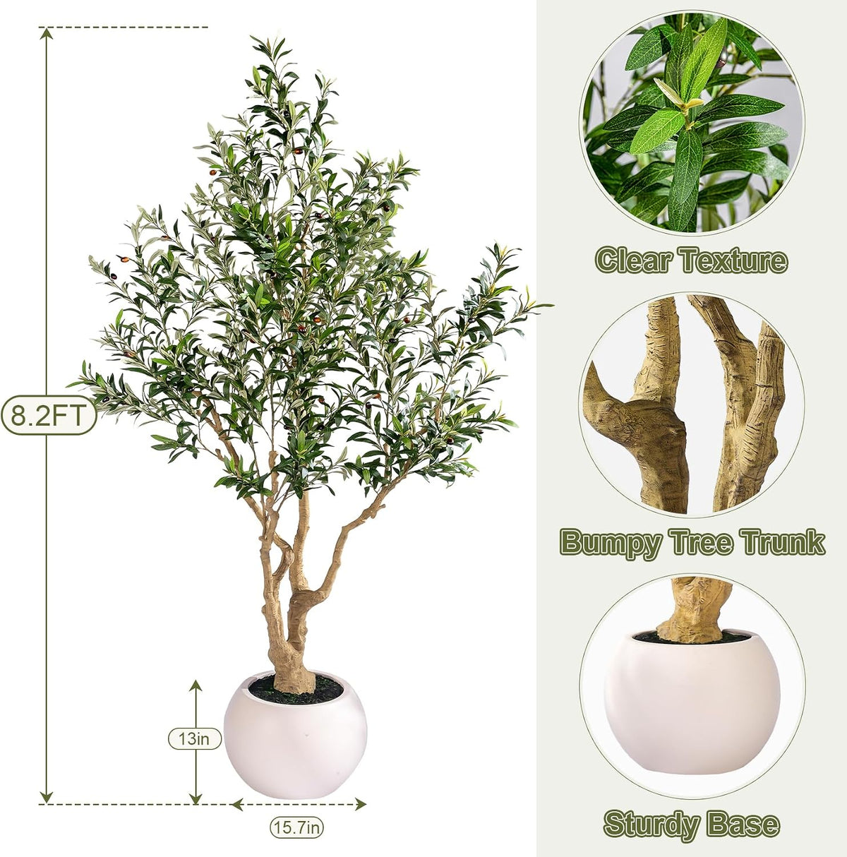 7ft Faux Olive Tree with Pot & Moss Artificial Olive Plant Fake Olive Tree for Home Decor, Large Indoor Artificial Trees Faux Plants Indoor Durable Artificial Trees for Living Room/Office