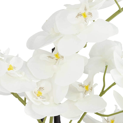 Potted Faux Artificial Flowers Realistic White Phalaenopsis Orchid in Silver Gold Ceramic Pot Home Decoration Living Room Office Bedroom Bathroom Kitchen Dining Room 23" High