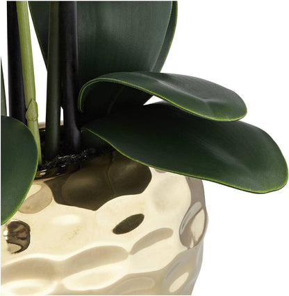 Potted Faux Artificial Flowers Realistic White Phalaenopsis Orchid in Silver Gold Ceramic Pot Home Decoration Living Room Office Bedroom Bathroom Kitchen Dining Room 23" High