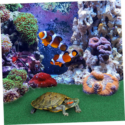 Simulation Grass Mat Turtle Terrace for Reptile Tank Basking