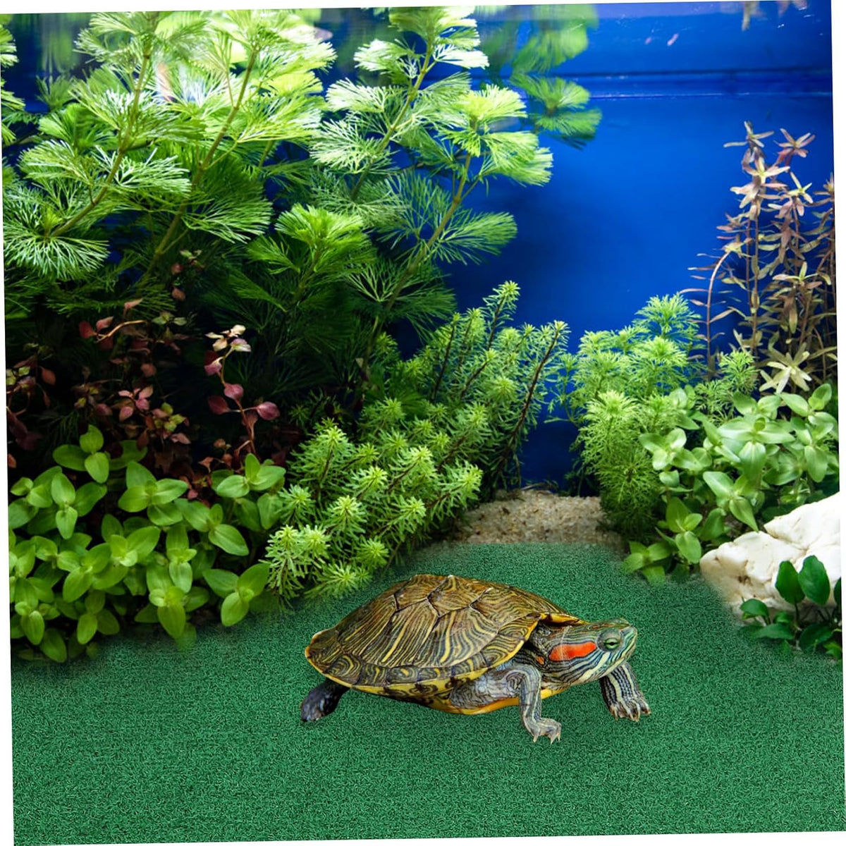 Simulation Grass Mat Turtle Terrace for Reptile Tank Basking