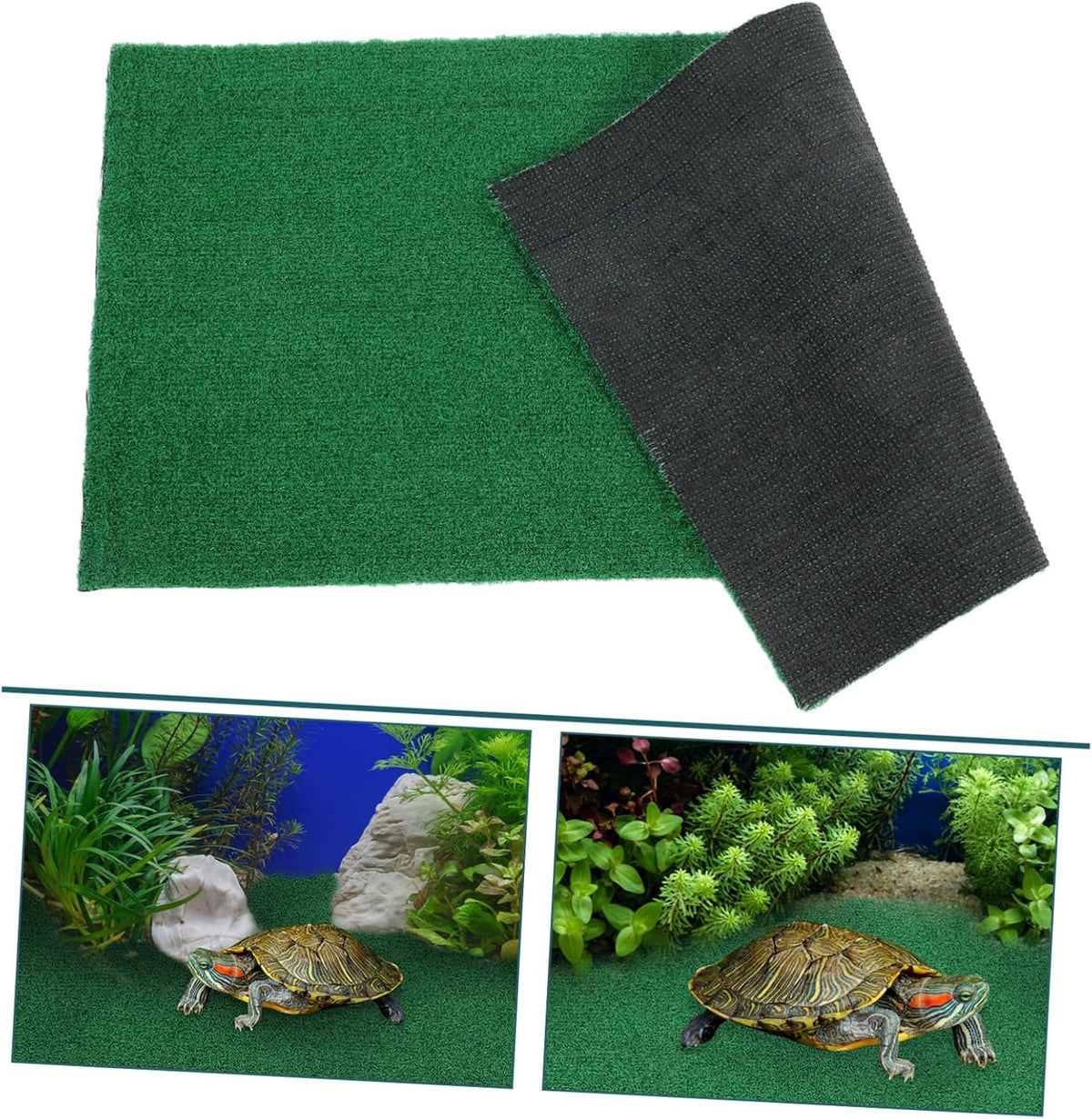 Simulation Grass Mat Turtle Terrace for Reptile Tank Basking