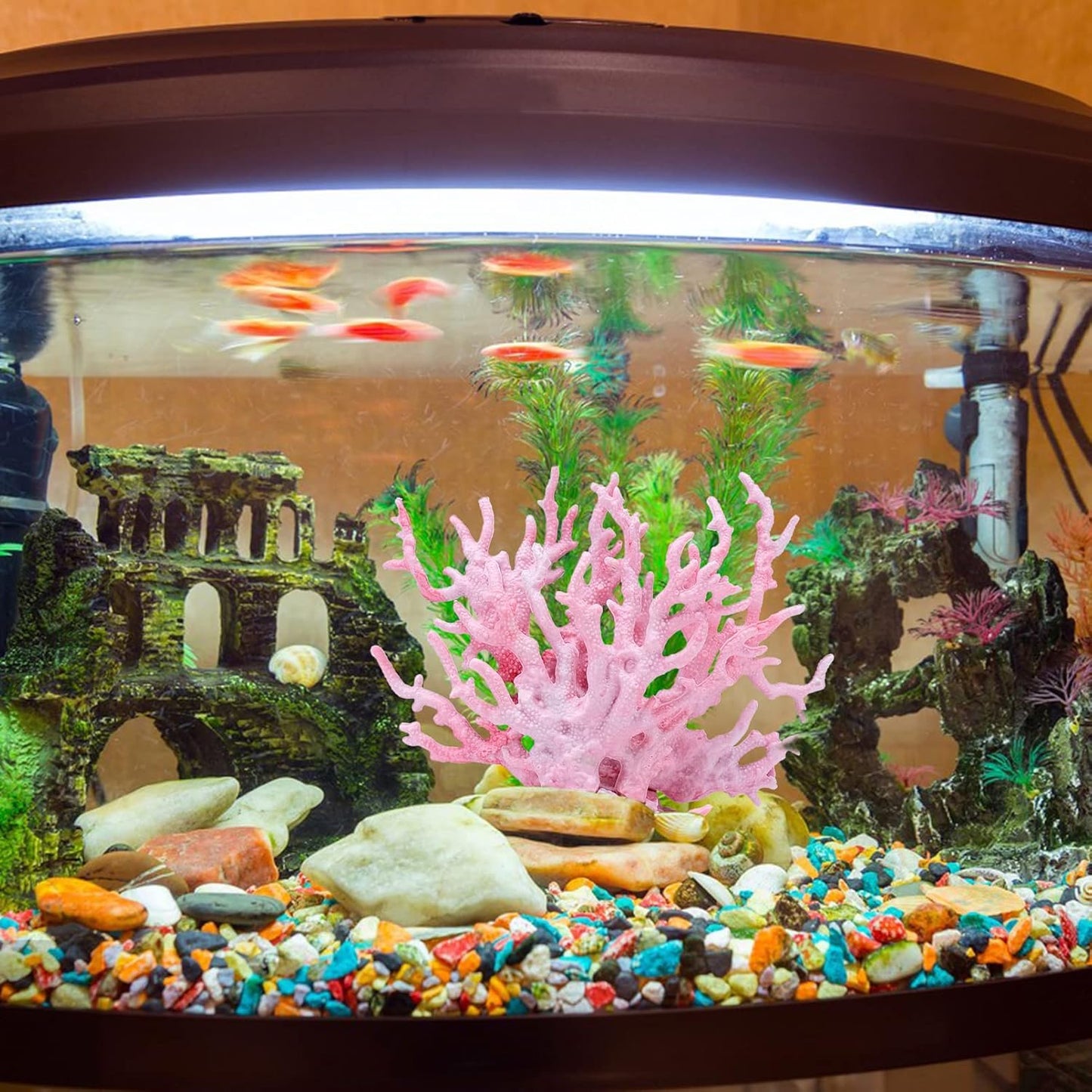 2 PCS Aquarium Coral Ornament, Blue Pink Coral Reef Decor, Artificial Plants Fish Tank Decorations