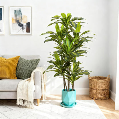 5ft Dracaena Artificial Plant - Large Tropical Indoor Fake Tree with Lifelike Leaves - Tall Faux Floor Plant in Pot for Home Office Living Room Decor