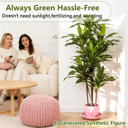 5ft Dracaena Artificial Plant - Large Tropical Indoor Fake Tree with Lifelike Leaves - Tall Faux Floor Plant in Pot for Home Office Living Room Decor