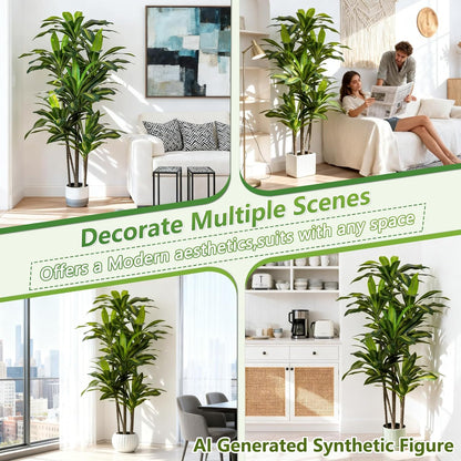 5ft Dracaena Artificial Plant - Large Tropical Indoor Fake Tree with Lifelike Leaves - Tall Faux Floor Plant in Pot for Home Office Living Room Decor