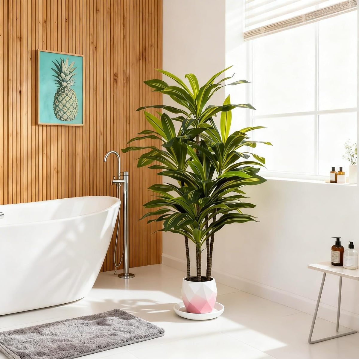 5ft Dracaena Artificial Plant - Large Tropical Indoor Fake Tree with Lifelike Leaves - Tall Faux Floor Plant in Pot for Home Office Living Room Decor