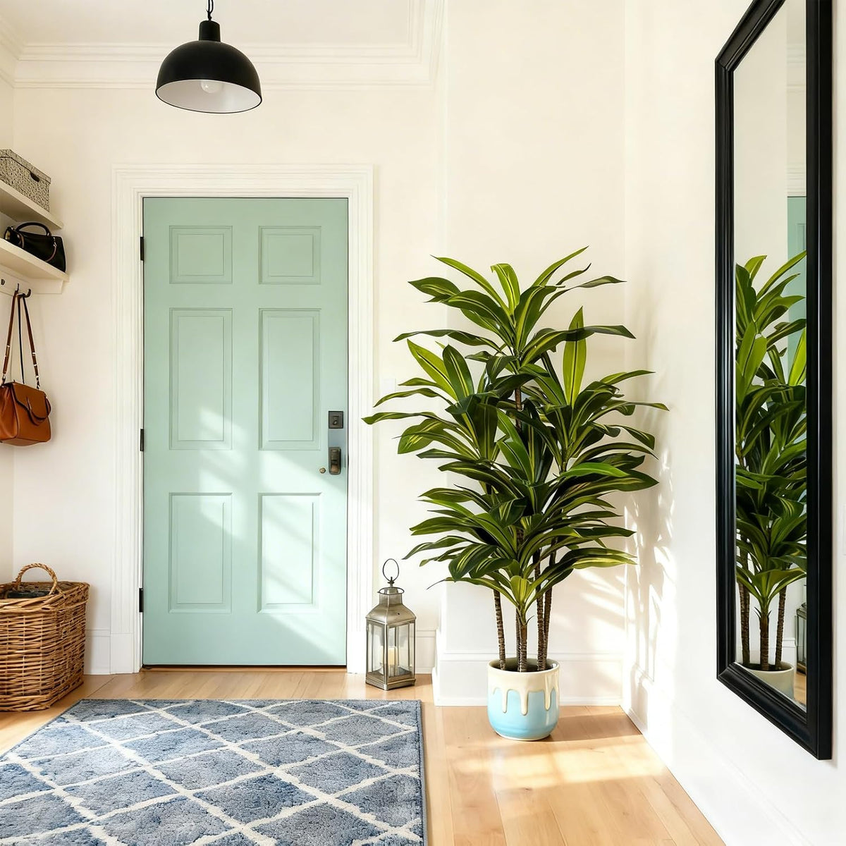5ft Dracaena Artificial Plant - Large Tropical Indoor Fake Tree with Lifelike Leaves - Tall Faux Floor Plant in Pot for Home Office Living Room Decor