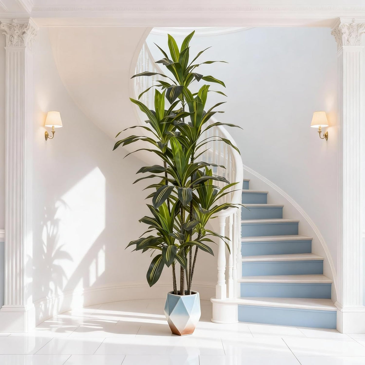 5ft Dracaena Artificial Plant - Large Tropical Indoor Fake Tree with Lifelike Leaves - Tall Faux Floor Plant in Pot for Home Office Living Room Decor