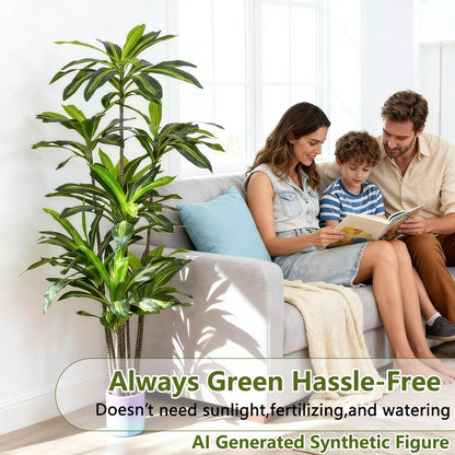 5ft Dracaena Artificial Plant - Large Tropical Indoor Fake Tree with Lifelike Leaves - Tall Faux Floor Plant in Pot for Home Office Living Room Decor