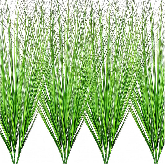 10pcs Artificial Grass Plants, 20.5 inch Faux PVC Onion Grass Wheat Stems for Indoor Outdoor House Garden Office Decoration（Green Red Tail）