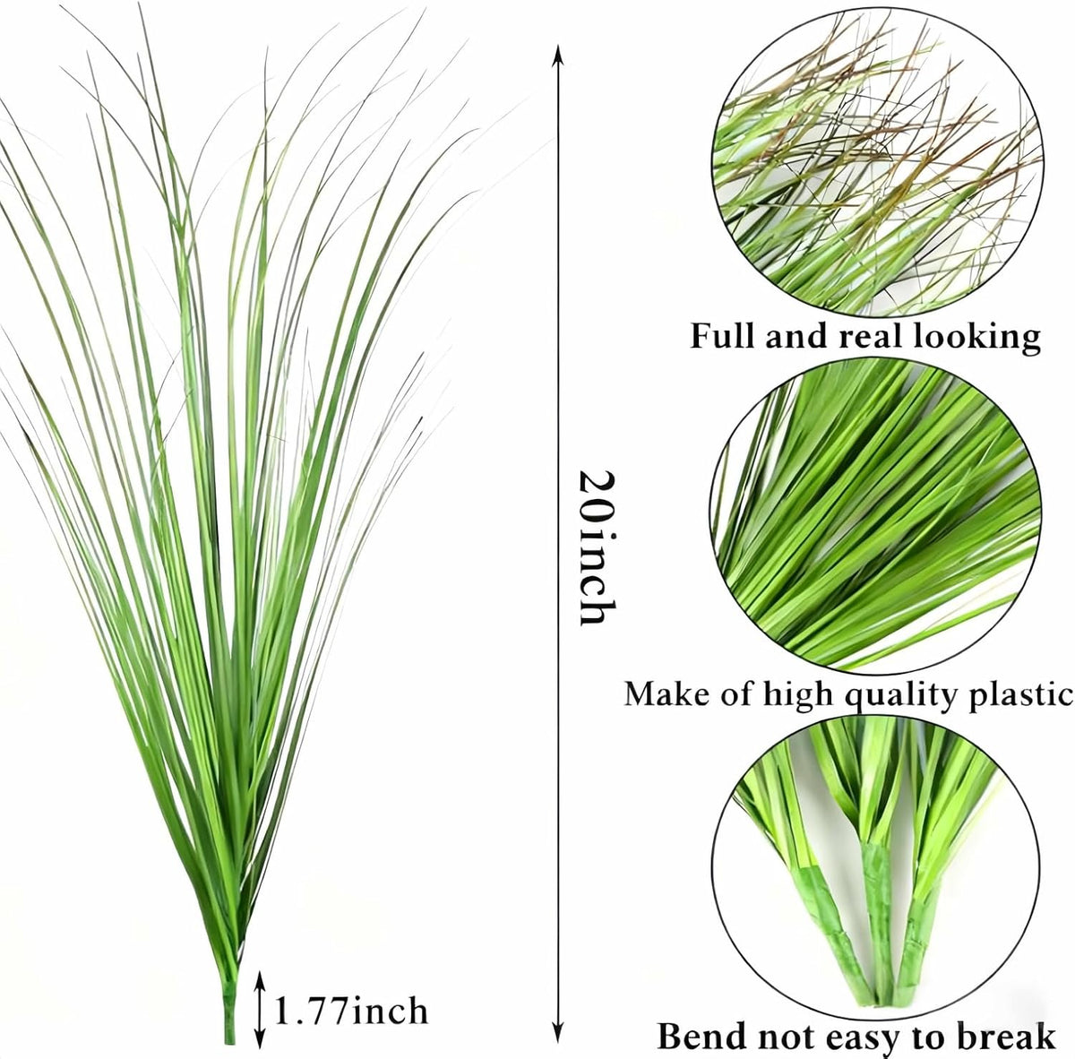 10pcs Artificial Grass Plants, 20.5 inch Faux PVC Onion Grass Wheat Stems for Indoor Outdoor House Garden Office Decoration（Green Red Tail）