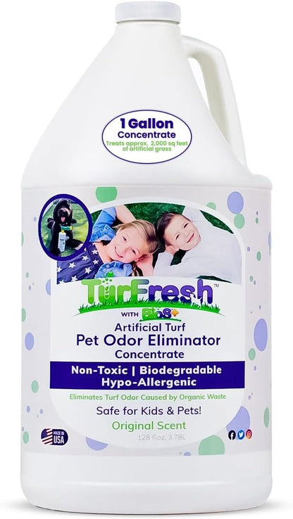BioS+ Artificial Turf Pet Odor Eliminator – Enzyme Concentrate for Dog Urine and Poop – Outdoor Deodorizer Safe for Kids, Pets and Plants – Non-Toxic Formula, 1 Gallon