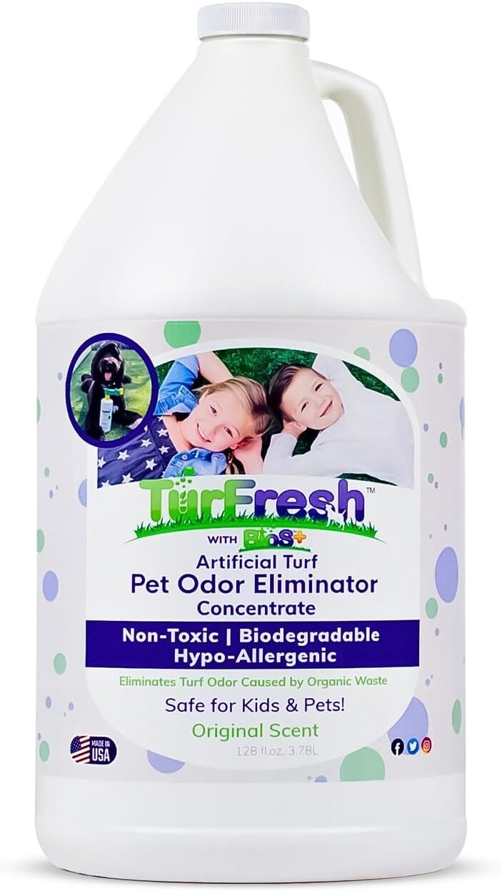 BioS+ Artificial Turf Pet Odor Eliminator – Enzyme Concentrate for Dog Urine and Poop – Outdoor Deodorizer Safe for Kids, Pets and Plants – Non-Toxic Formula, 1 Gallon